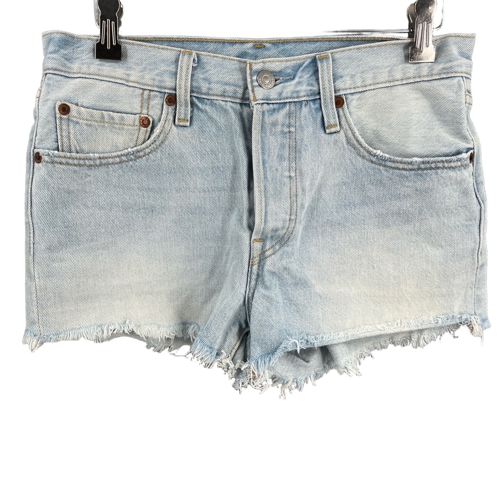 Levi's 501‎ High Rise Cutoff Denim Shorts Light Blue Button Fly W26